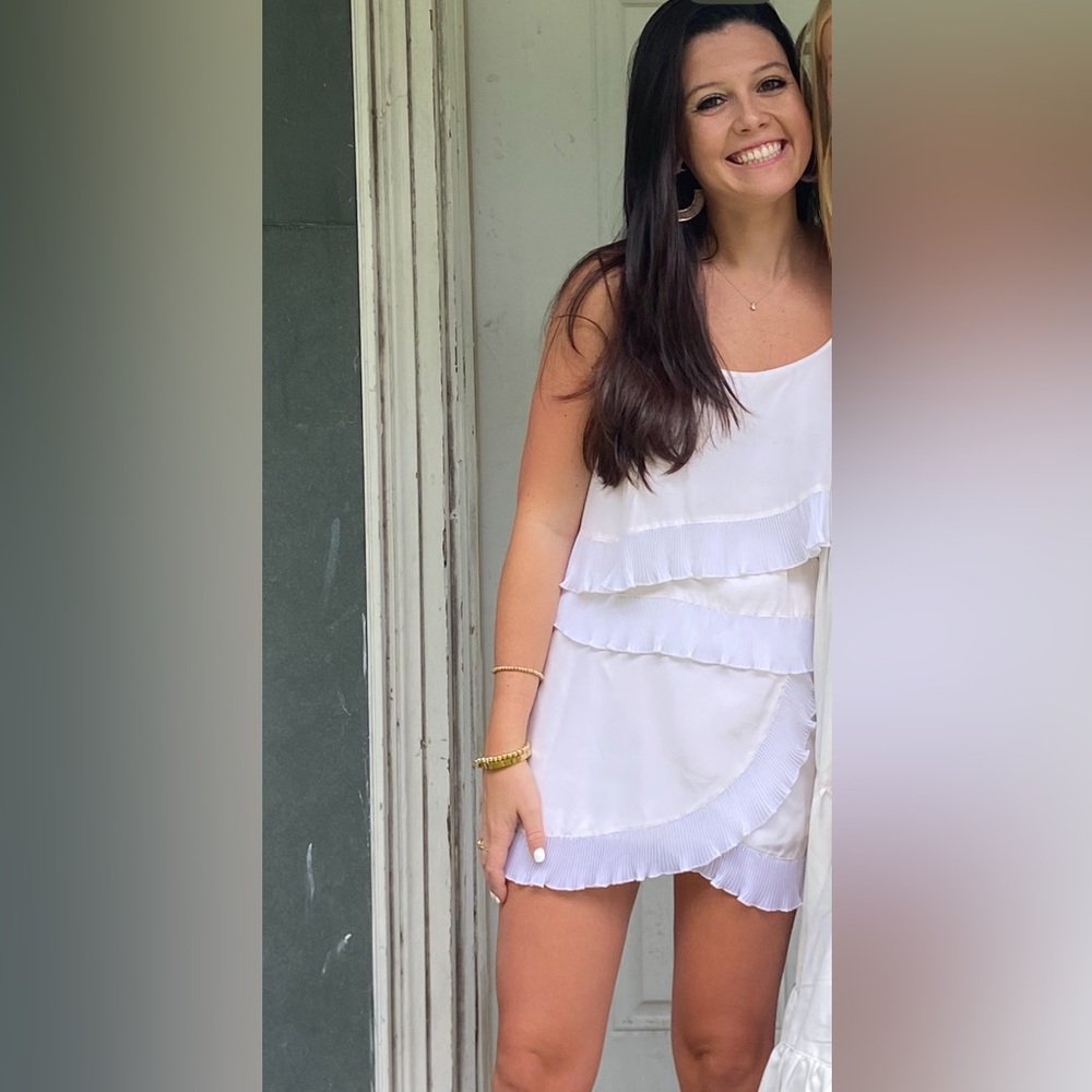 BCBG White Ruffle Dress